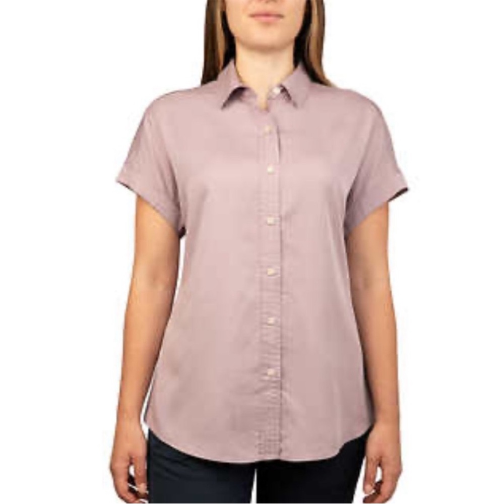 ☀️NWT Tilley 100% Tencel Button Down Top Dusty Purple Size Small